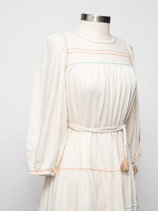 Current Air  - Tiered Mini Dress with Braided Belt - Image 9