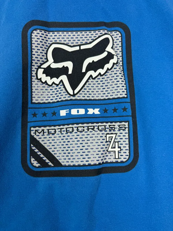 Vintage Fox Racing Motocross Blue Hoodie Size Large - Image 4