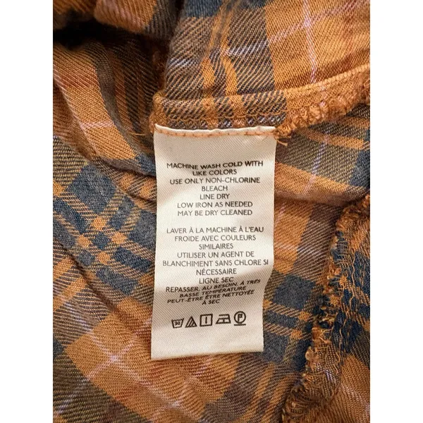 Free People Plaid Ruffle Mini Skirt Size Orange Blue High Waist Boho L - Image 6