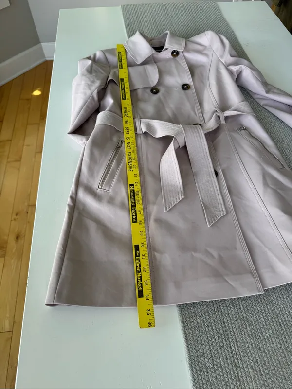 Express Light Pink Belted Trench Coat Size Medium - Image 8