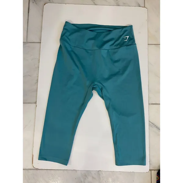 Gymshark Training High Waisted‎ Cropped Capri Leggings Teal Blue XXL B1A1U - Image 15