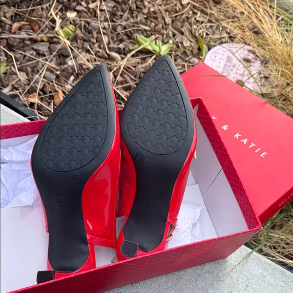 Kelly & Katie Glossy Red Slingback Heels - Image 6
