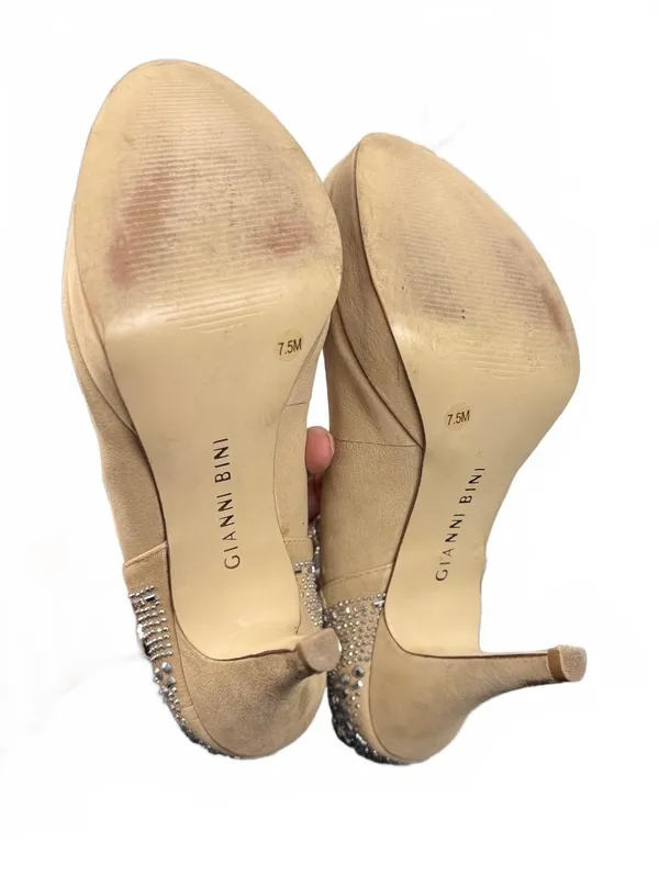 Gianni Bini Tan Suede Embellished High Heel Pumps Size 7.5M - Image 5