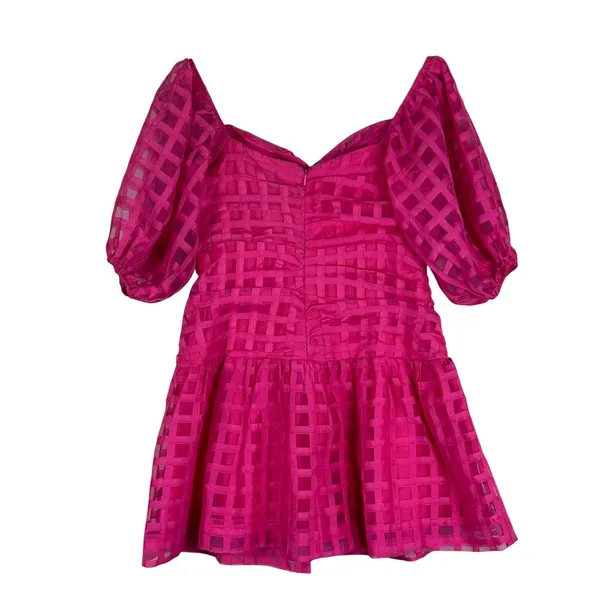 Hello Molly Gal Pal Mini Dress Pink Puff Sleeve Girly Feminine Coquette Size L - Image 4