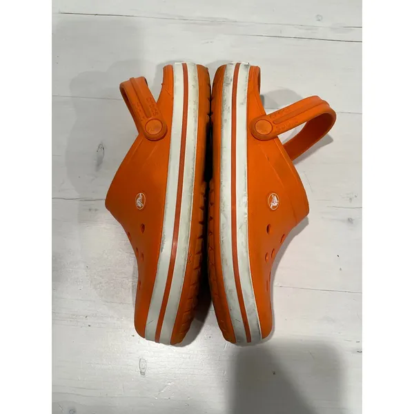 Crocs Classic Clog Bright Orange White Stripe Size 6 M‎ 8 W - Image 6