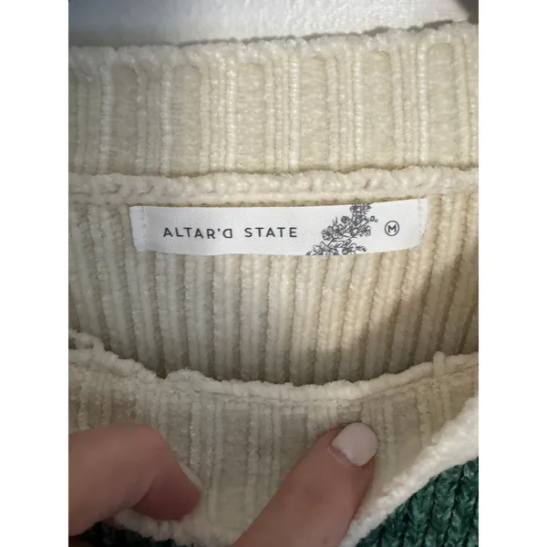 Altar'd State Green Striped sweater size medum - Image 2