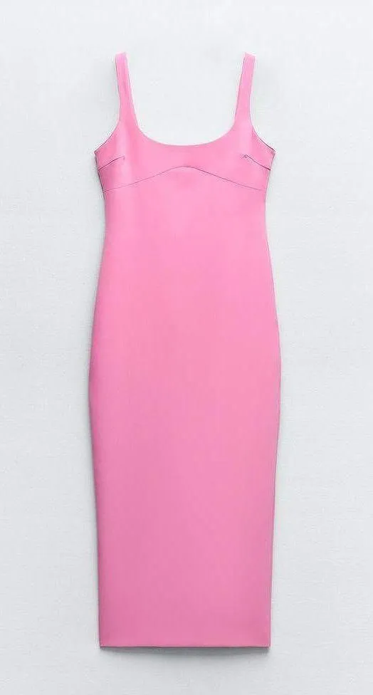 Zara dress midi bodycon fitted pink wedding party coctail - Image 3