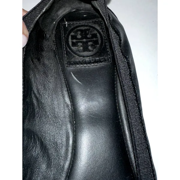 Tory Burch Black Leather Ballet Flats‎ with Patent Toe Size 9M - Image 6
