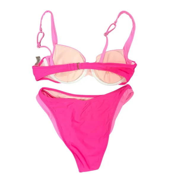 NWT SUUKSESS Pink Color Block Underwire Bikini Set Cheeky High Cut Medium - Image 4