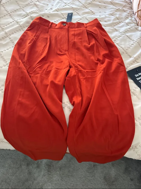 Lulus Sophisticated Company Rust Red Straight Leg Trouser Pants - Image 4