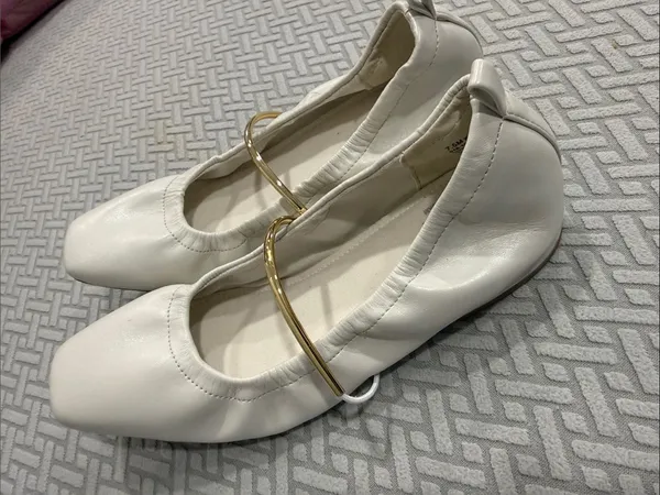 Worthington Ballet Flats Ballerina White Faux Leather Sz 7.5M Memory Foam Shoes - Image 4