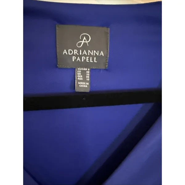 Adrianna Papell Royal Blue Jersey & Taffeta Fit & Flare Cocktail Dress Size 8 - Image 2