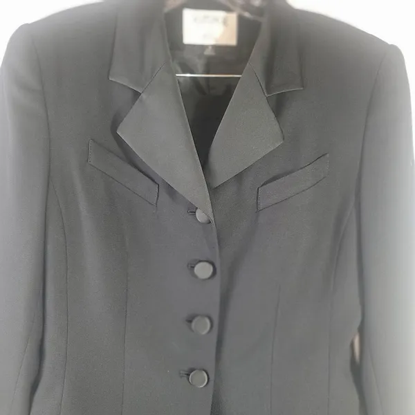 Vintage Kasper ASL Black 2-Piece Blazer & Pencil Skirt Suit Set Satin Collar 6 - Image 12