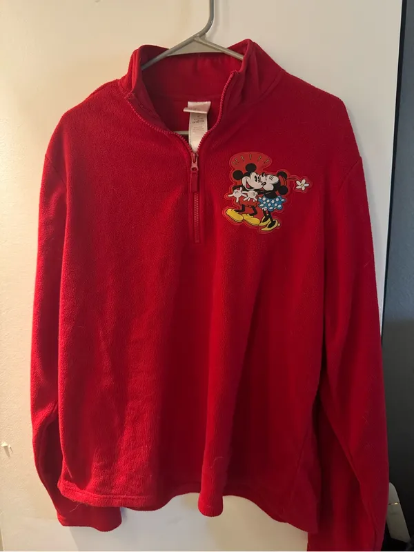 Disney Red Fleece Half-Zip Pullover with Mickey Graphic - Image 2
