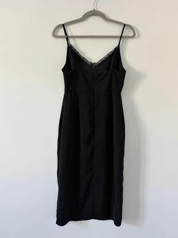 Superdown Brianna Black Lace Trim Sleeveless V Neck Slip Dress Small - Image 7