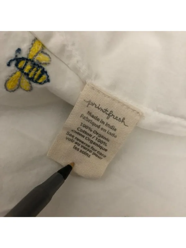 Printfresh "Beekeeper" Pajama Top Organic Cotton Poplin Short Sleeve White XL - Image 4