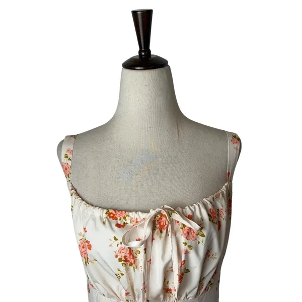 Scarlet Darkness Milkmaid‎ Dress Women Large Ivory Pink Floral Boho Cottagecore - Image 4