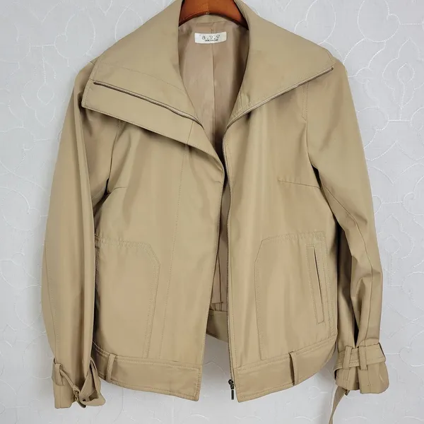 a.v.v. Michel Klein Womens Jacket Size 42 Paris Brown Collared Full Zip Pockets - Image 8