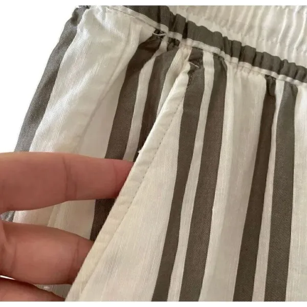 H & M Logg Linen Blend White Striped Culottes Ankle Length Pants SZ 8 # 1519 - Image 5
