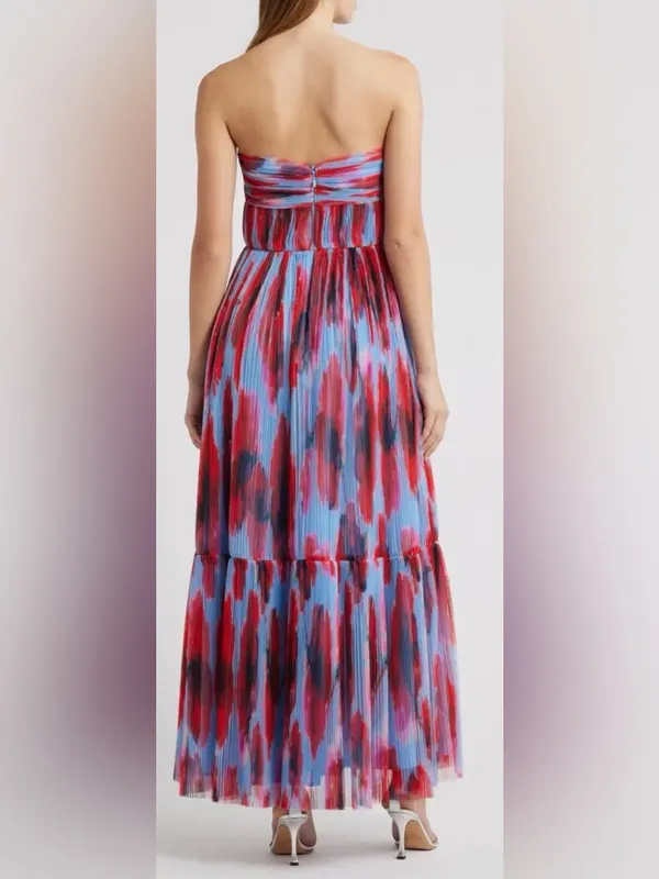 NEW HUTCH Bow Front Strapless Maxi Peri/ Red Dress Sz 10 - Image 2
