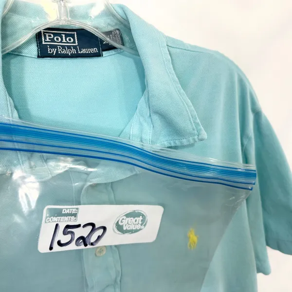 Polo Ralph Lauren Men Medium Polo Shirt Light Blue Yellow Pony Short Sleeve 1520 - Image 10
