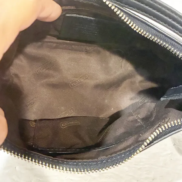 Y2K Coach Hobo Sleek #9844 Mini Demi Black Leather Baguette Hand Bag‎ PURSE - Image 3