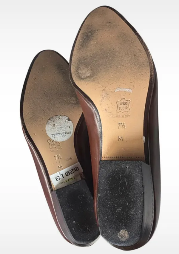 Vintage Bally Brown Leather Crocodile Cap Toe Flats - Size 7.5 - Made in Italy - Image 6