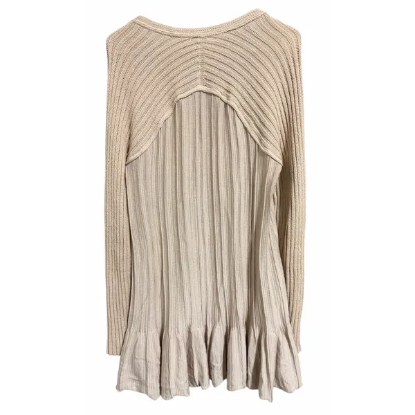 Free People Ribs & Ruffles Tunic Sweater Ivory Women's Size‎ Medium - Image 2
