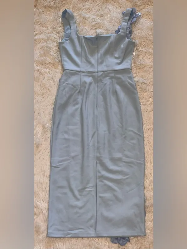 NEW ELLIATT Chantelle 3d floral blue midi Dress sz M - Image 7