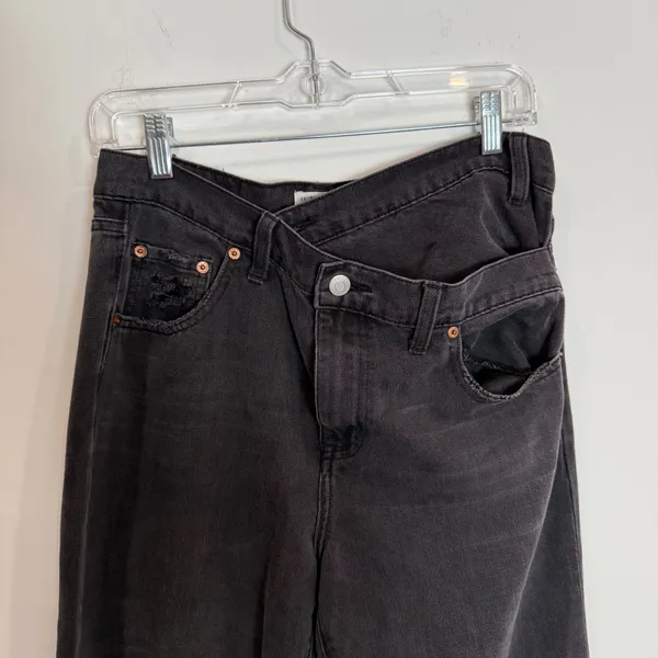 Pistola Black Crossover Denim Wide Leg Jeans - Image 4