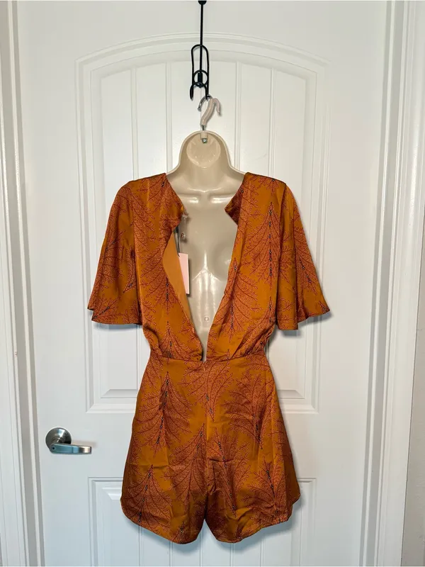 Hello Molly Women’s Size 4 Midnight Noise Rust Color Romper Lined Boho Chic - Image 6