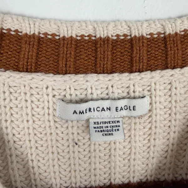 American Eagle Mixed Stripe Boxy Cropped Sweater Pullover Ginny & Georgia XS - Image 5