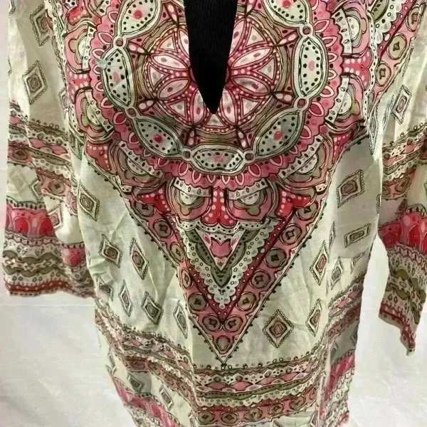 Tommy Bahama Paisley Multicolor V Neck Tunic Top Blouse Sheer Cover Up Women M - Image 2