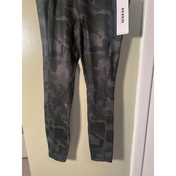 RBX Womens Size Small Full Length Legging Black Gray Camo Side Pockets High Rise - Image 7