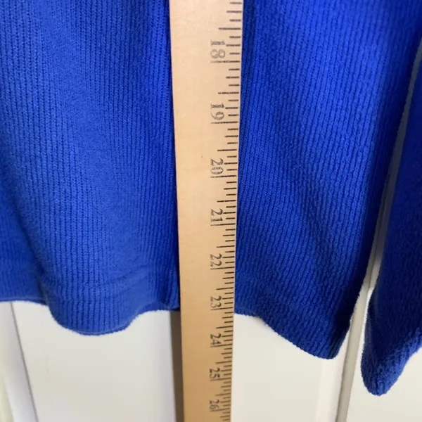 FH Clothing Co Royal Blue Ribbed Cotton Mock Neck Boxy Top Made in USA Large - Image 5
