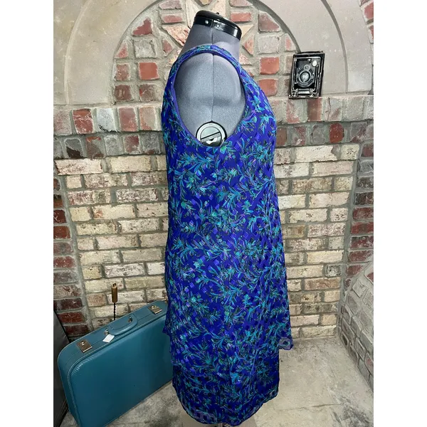 illusion dress tank tiered flutter front jacket purple blue green - Image 11
