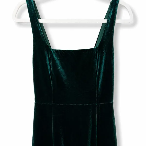 NEW Lulus Graceful Invite Emerald Velvet Square Neck Lace-Up Maxi Dress Medium - Image 7