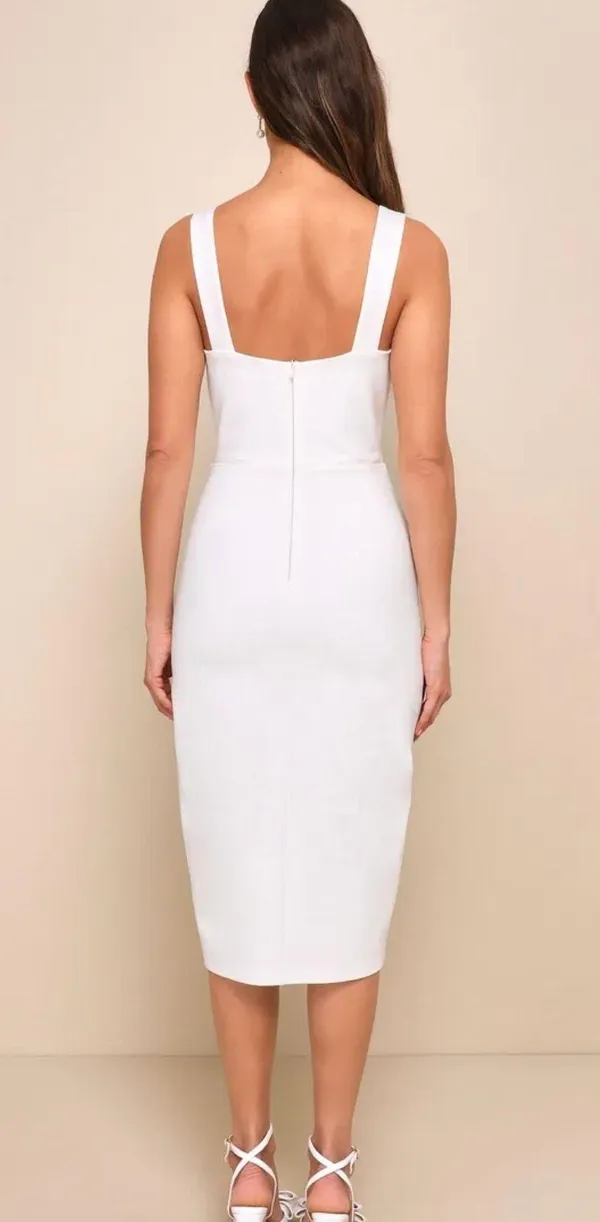Lulus White Sleeveless Bodycon Midi Dress - Image 4