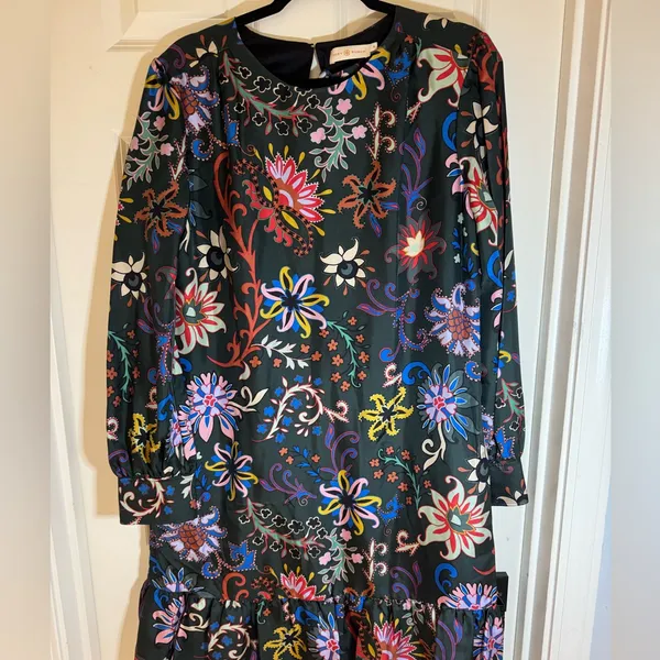 Tory Burch Printed Silk‎ Twill Shift Dress, Size 10 - Image 3