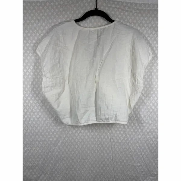 Madewell White Cotton Cropped‎ Tie Front Top - Image 6