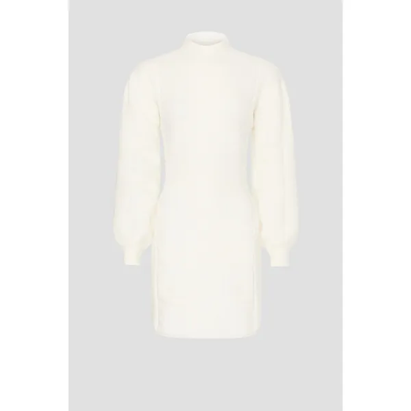 Area Stars White Open Back Knit Long Sleeve Mock Neck Sweater Mini Dress Size M - Image 4