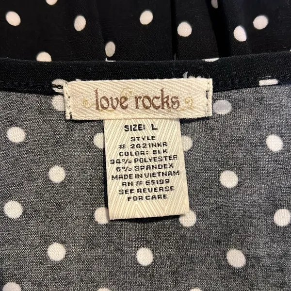 Love Rocks Asymmetrical Short Sleeve V-neck Polka Dot Dress Knee Length 071426 - Image 3