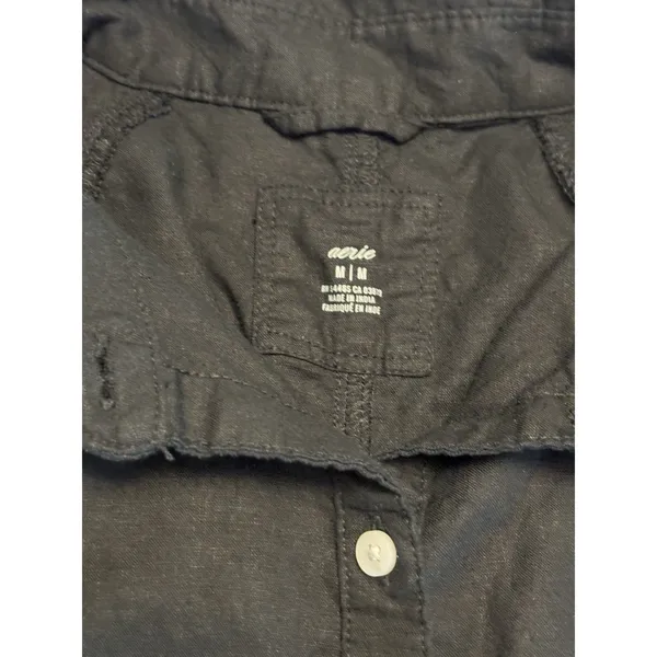Aerie Women's Black Button Up Shirt Casual Lightweight Minimalist Size Medium - Image 4