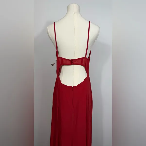 NWT ASOS DESIGN ruched‎ bust chiffon panelled corset maxi dress in red sz 8 - Image 7