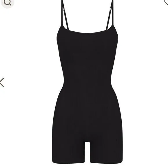 Skims Women's M Soft Lounge‎ Scoop Romper Black Ribbed Loungewear Minimalist - Image 12