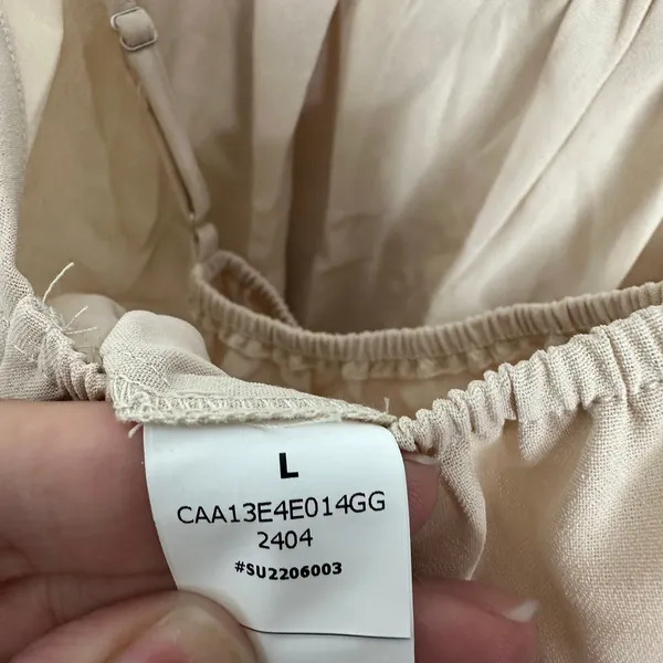 Cupshe Neutral Tie Waist Wide-leg Jumpsuit Beige Semi-sheer Size Large NWT - Image 3