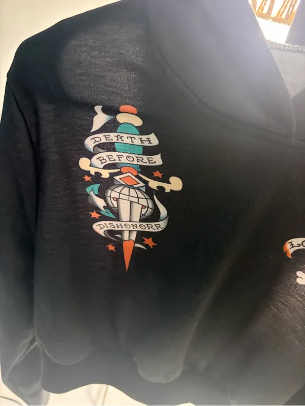 Black Hoodie with Colorful Tattoo-Style Graphics - Image 2