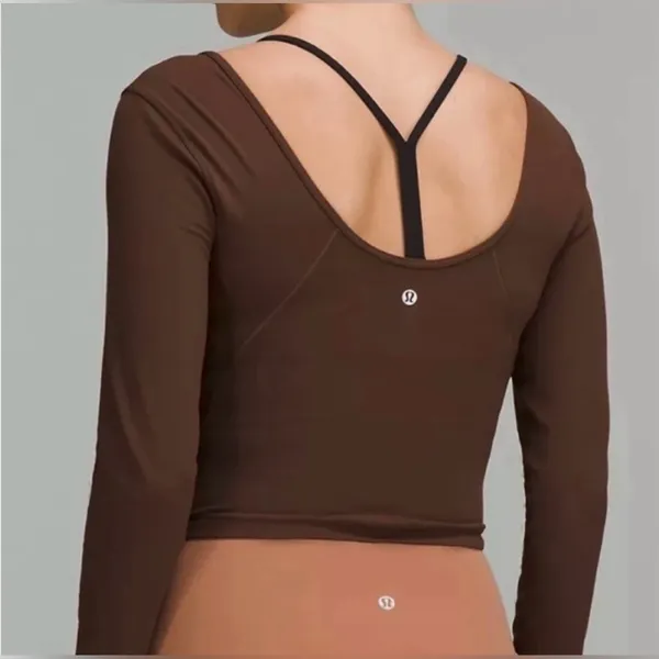 Lululemon Brown Align Cropped Long Sleeve Athletic Top in Java Size 2‎ - Image 2