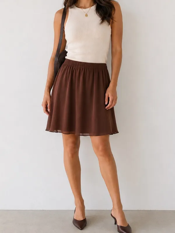 Vintage Diane von Furstenberg DVF Brown 100% Silk Pull On Skirt - Image 8