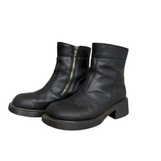 Vtg Dr Martens 8464 Black Leather Biker Boots 90s England UK 6 US Women 8 Zip - Image 10